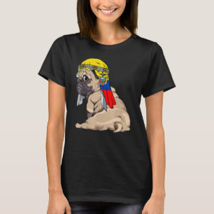 T-shirt Chien Mignon Pug Rétro Drapeau Équateur Fierté 1