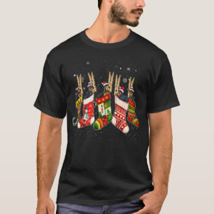 T-shirt Chien mignon Rottweiler en Noël Sock Santa Hat