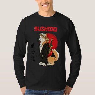 T-shirt Chien Mignon Shiba Inu Samuray Bushido Voie Lumièr