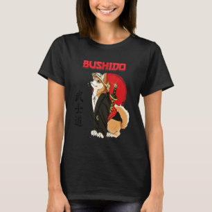 T-shirt Chien Mignon Shiba Inu Samuray Bushido Voie Lumièr