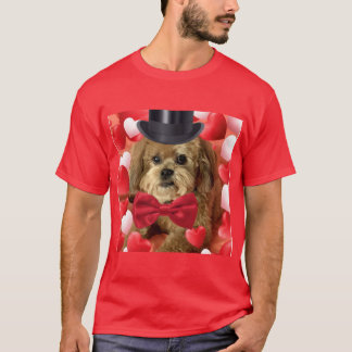 T-shirt Chien mou aux coeurs