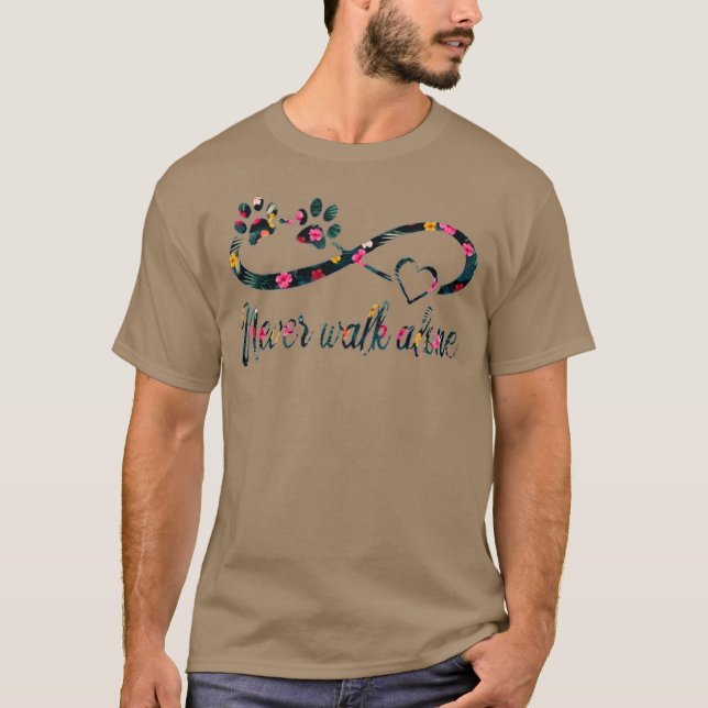 T-shirt Chien ne marche jamais seul Amoureux des chiens Fl (Devant)