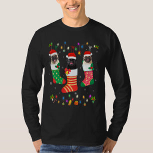 T-shirt Chien Noël Lumière Trois Carlins Chien Dans Noël S
