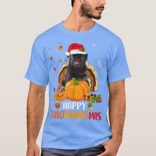 T-shirt Chien noir Carlin Halloween Noël Noël Noël Noël No