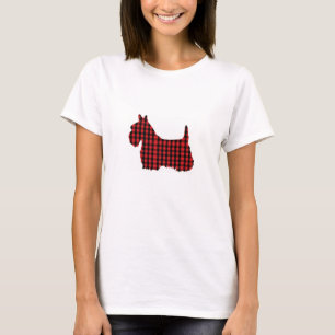 T-shirt Chien noir et rouge de Scottie de plaid