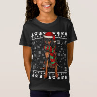 Chien noir et Tan Coonhre Santa Hat Noël Ugly Ch