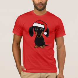 T-shirt Chien noir et Tan Dachshund Père Noël mignon Wiene