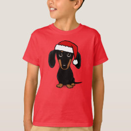 T-shirt Chien noir et Tan Dachshund Père Noël mignon Wiene