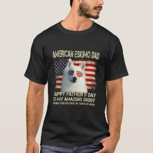 T-shirt Chien Papa American Eskimo Chien Papa Bonne Fête d