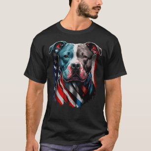 T-shirt Chien patriotique américain Pitbull Terrier USA