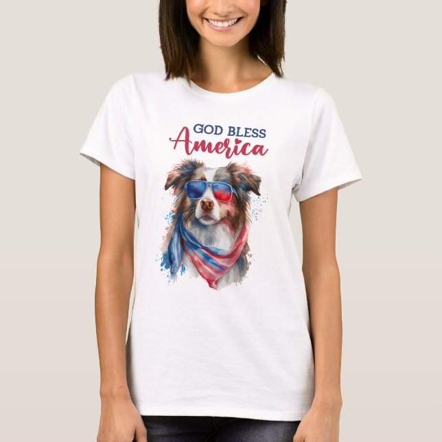 T-shirt Chien patriotique berger australien (Devant)