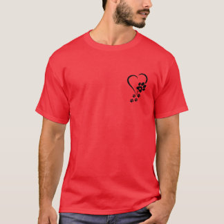 T-shirt Chien Paw Coeur Baby Chiens Chien Empreinte de pat