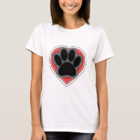 Chien Paw Dans Le Coeur Rouge Avec Les Outlines