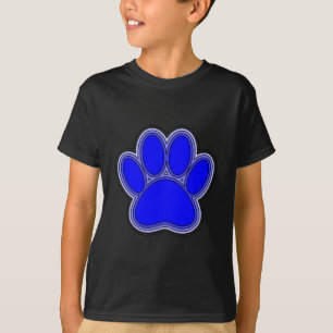 T-shirt Chien Paw En Bleu Avec Contours
