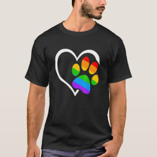 T-shirt Chien Paw Heart Lgbt Rainbow Flag Ally Gay pride M