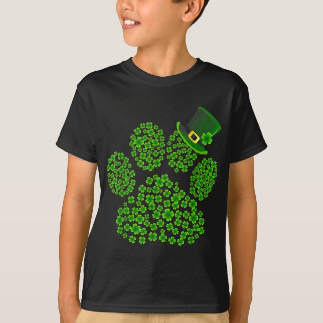 T-shirt Chien Paw Leprechaun Amoureux des chiens Shamrock  (Devant)