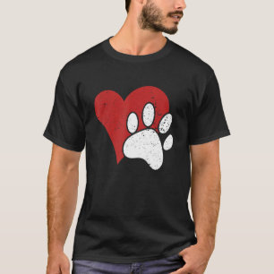 T-shirt Chien Paw Love Prin Coeur Pour Femmes Chien Maman 