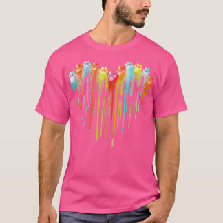 T-shirt Chien Paws Coeur Aquarelle Peinture Coeur Chien Pa