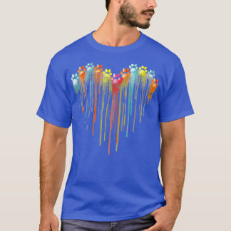 T-shirt Chien Paws Coeur Chien Propriétaire Rainbow Animal