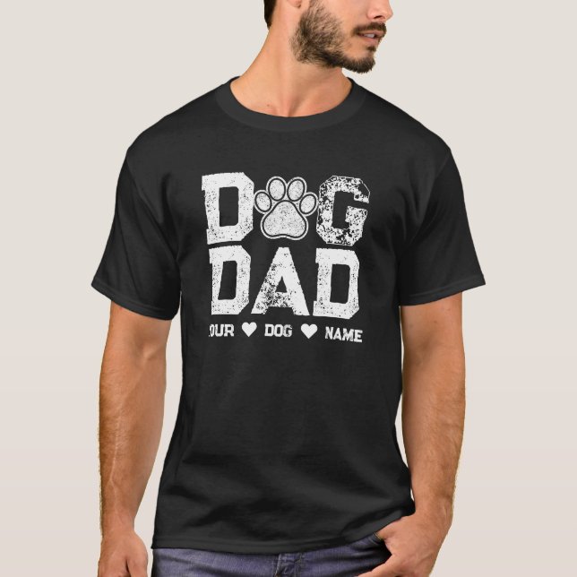 T-shirt Chien père Empreinte de patte avec nom de chien (Devant)