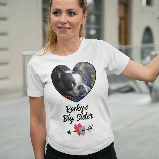 T-shirt Chien photo personnalisé grande soeur (Créateur téléchargé)