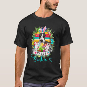 T-shirt Chien Pit Bull Drôle Dans Panier De Lapins D'oeufs