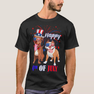 T-shirt Chien Pitbull Américain Feu d'artifice 4 juillet D