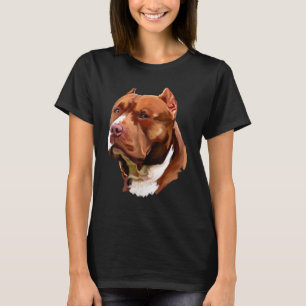T-shirt Chien Pitbull Brun Visage Sérieux