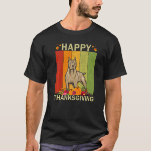 T-shirt Chien Pitbull Graphique Rétro de Thanksgiving pour