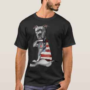 T-shirt Chien Pitbull I Love Papa Tattoo Fête des pères