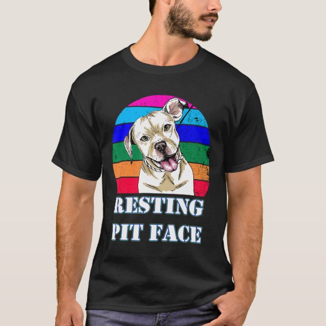 T-shirt Chien Pitbull Repose Pit Face Drôle Visage Chien P (Devant)