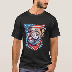 T-shirt Chien Pitbull Tendance Drapeau Américain