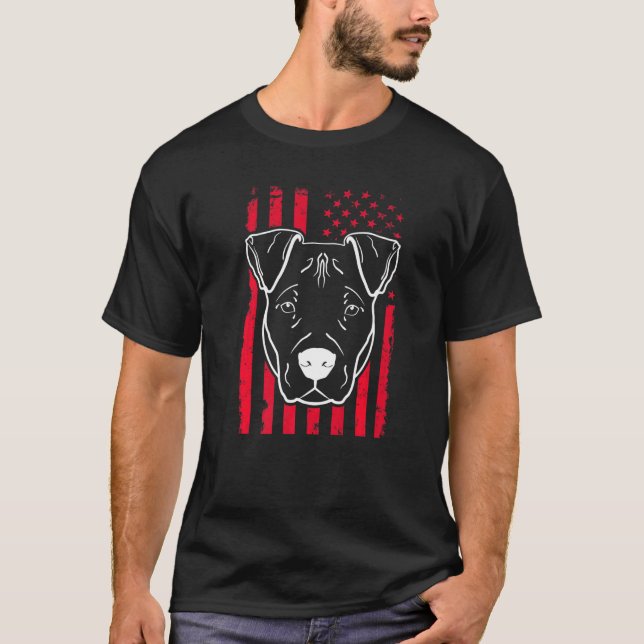 T-shirt Chien Pitbull Us drapeau américain 5 (Devant)