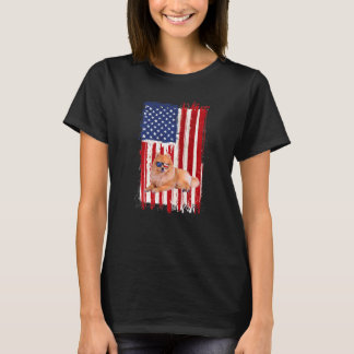 T-shirt Chien Poméranien Drapeau Américain Patriotique Ind