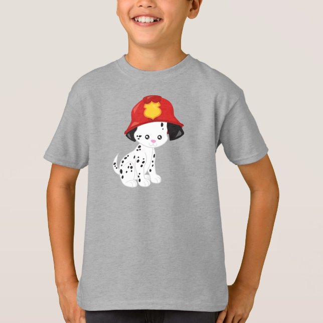 T-shirt Chien pompier, Pompier, Dalmatien, Chien mignon (Devant)