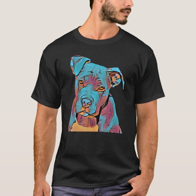 T-shirt Chien Portrait Filtre Photo Pot Bull Chien (Devant)