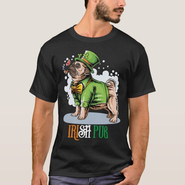 T-Shirt Chien Pug Irlandais de la Saint-Patrick (Devant)