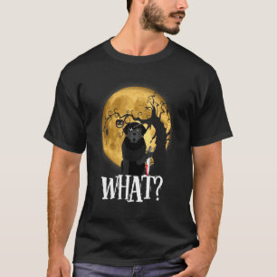 T-shirt Chien Quel Chien Noir Meurtrier Avec Couteau Hallo