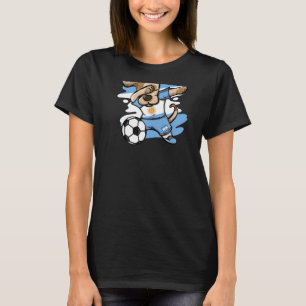 T-shirt Chien qui Dabbing Fans de football Argentine Drape