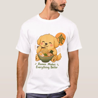 T-shirt Chien Ramen Mignon – Chien Kawaii Mangeant du Rame