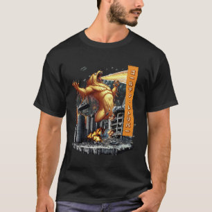 T-shirt Chien Retriever doré drôle Kaiju Monstre Japonais