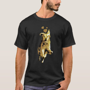 T-shirt Chien Retriever Doré Rétro Mignon Avec des coeurs