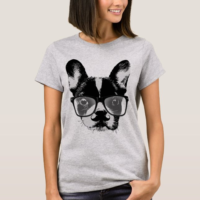 T-shirt Chien ringard de hippie de bouledogue français de (Devant)