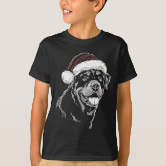 T-shirt Chien Rottweiler Chapeau de Père Noël Noël Xmas Py