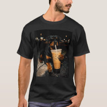 Chien Rottweiler Cool Buvant un Café Glacé