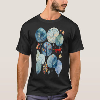 T-shirt Chien Rouge Dans L'Histoire De La Ville Boisée Aqu