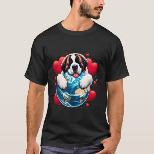 T-shirt Chien Saint Bernard Jour de la Terre Câlin Amour P