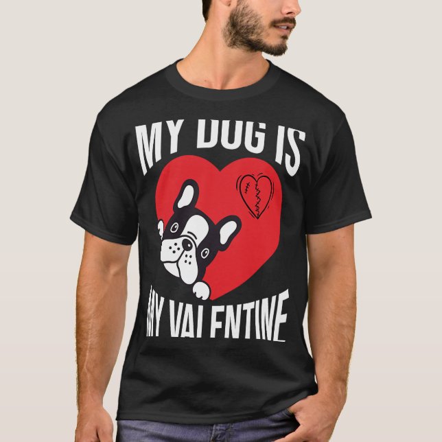 T-shirt Chien Saint Valentin Hommes Femmes (Devant)