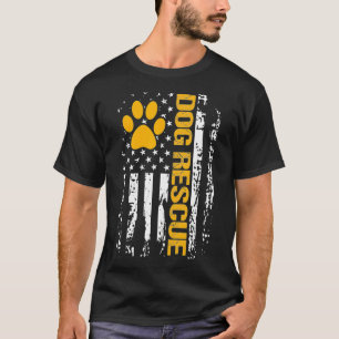 T-shirt Chien Secourt Chemise Drapeau Américain Abri Chien