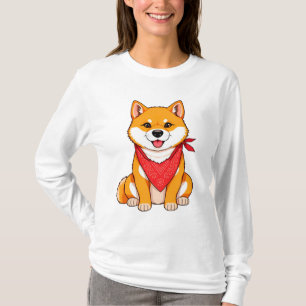 T-shirt Chien Shiba Inu de dessin animé mignon avec bandan